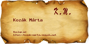 Kozák Márta névjegykártya